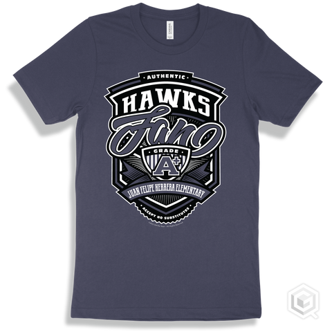Hawk Navy T-shirt - Authentic Grade A Plus Juan Felipe Herrera Elementary Hawks Fan Design