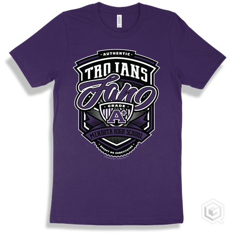 Trojan Team Purple T-shirt - Authentic Grade A Plus Mendota High School Trojans Fan Design