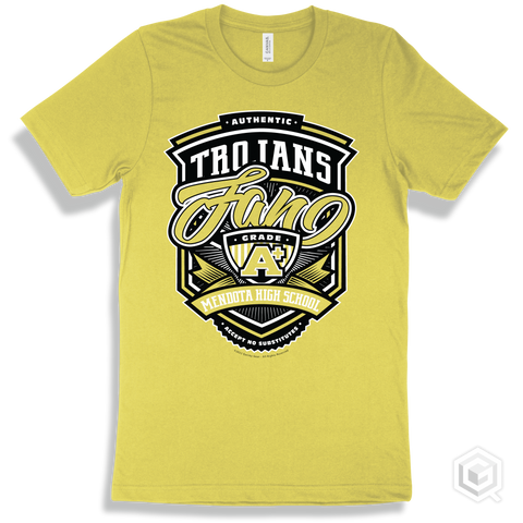 Trojan Yellow T-shirt - Authentic Grade A Plus Mendota High School Trojans Fan Design