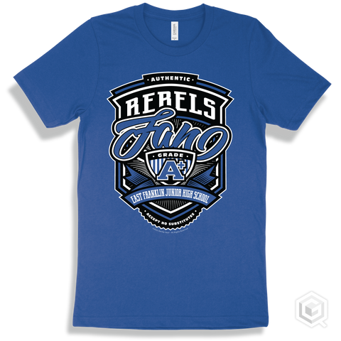 Rebel True Royal T-shirt - Authentic Grade A Plus East Franklin Junior High School Rebels Fan Design