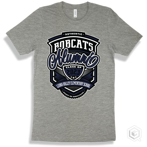 Bobcat Athletic Heather T-shirt - Authentic Grade A Plus Leona Valley Elementary School Bobcats Alumni Design