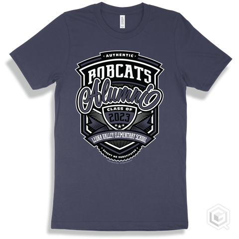 Bobcat Navy T-shirt - Authentic Grade A Plus Leona Valley Elementary School Bobcats Alumni Design