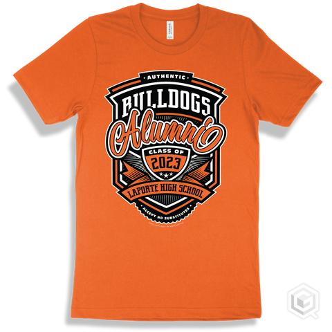Bulldog Orange T-shirt - Authentic Grade A Plus Laporte High School Bulldogs Alumni Design