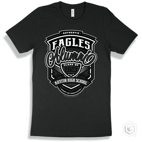 Eagle Black T-shirt - Authentic Grade A Plus Austin High School Eagles Alumni Design