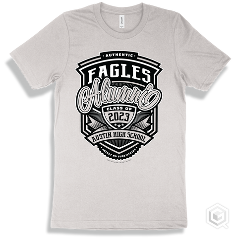 Eagle White T-shirt - Authentic Grade A Plus Austin High School Eagles Alumni Design