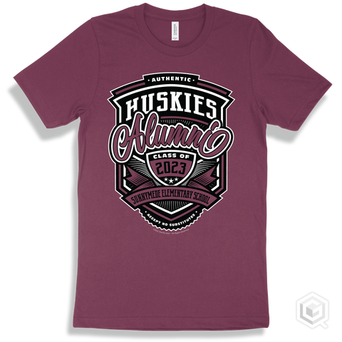 Husky Maroon T-shirt - Authentic Grade A Plus Sunnymede Elementary School Huskies Alumni Design