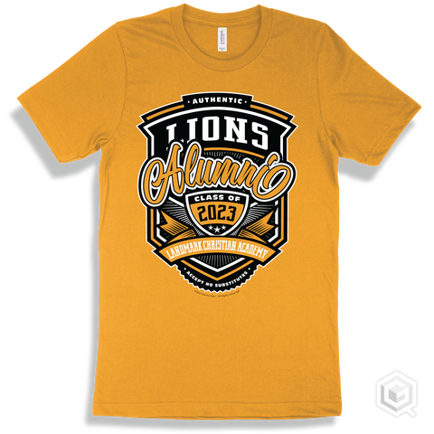 Lion Gold T-shirt - Authentic Grade A Plus Landmark Christian Academy Lions Alumni Design