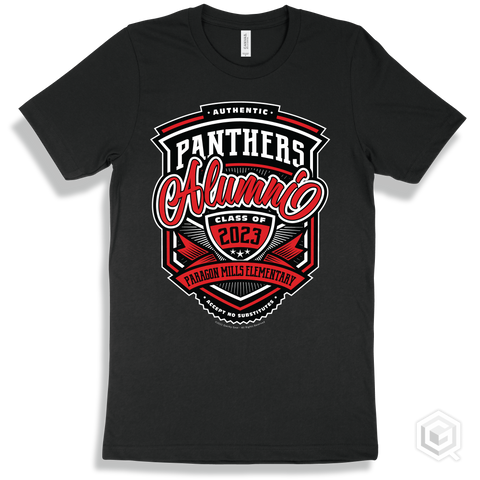 Panther Black T-shirt - Authentic Grade A Plus Paragon Mills Elementary Panthers Alumni Design