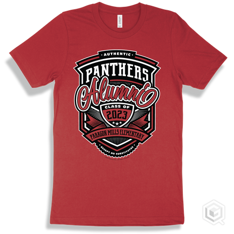Panther Red T-shirt - Authentic Grade A Plus Paragon Mills Elementary Panthers Alumni Design