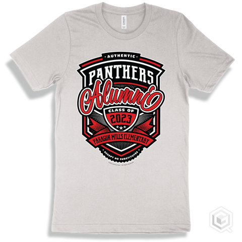 Panther White T-shirt - Authentic Grade A Plus Paragon Mills Elementary Panthers Alumni Design