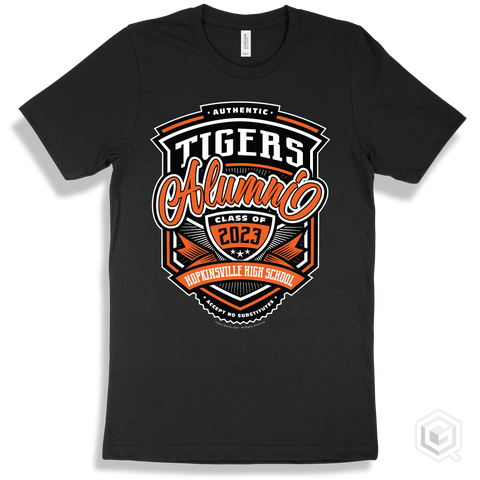 Tiger Black T-shirt - Authentic Grade A Plus Hopkinsville High School Tigers Alumni Design