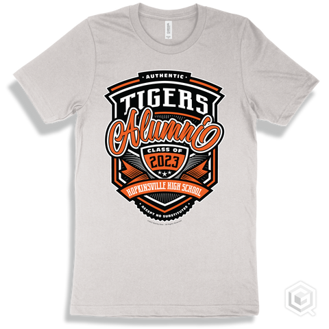 Tiger White T-shirt - Authentic Grade A Plus Hopkinsville High School Tigers Alumni Design