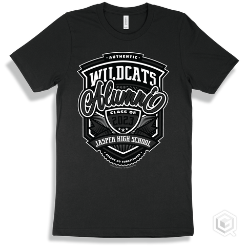 Wildcat Black T-shirt - Authentic Grade A Plus Jasper High School Wildcats Alumni Design