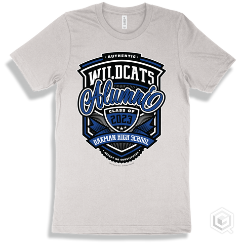 Wildcat White T-shirt - Authentic Grade A Plus Oakman High School Wildcats Alumni Design