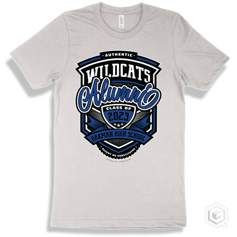 Wildcat White T-shirt - Authentic Grade A Plus Oakman High School Wildcats Alumni Design