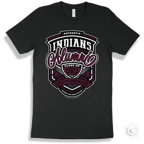 Indian Black T-shirt - Authentic Grade A Plus Whitley City Elementary School Indians Alumni Design