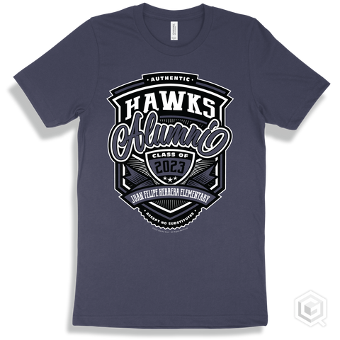 Hawk Navy T-shirt - Authentic Grade A Plus Juan Felipe Herrera Elementary Hawks Alumni Design