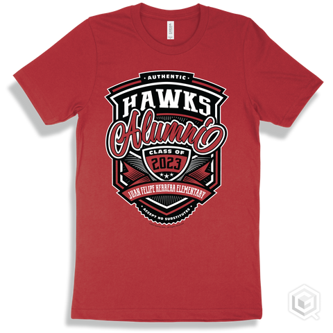 Hawk Red T-shirt - Authentic Grade A Plus Juan Felipe Herrera Elementary Hawks Alumni Design