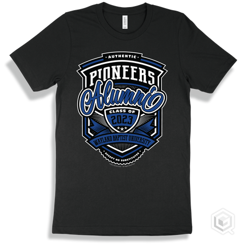 Pioneer Black T-shirt - Authentic Grade A Plus Wayland Baptist University Pioneers Alumni Design