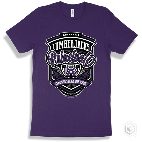 Lumberjack Team Purple T-shirt - Authentic Grade A Plus Humungous Large High School Lumberjacks Principal Design