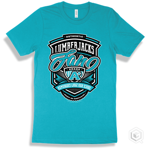 Lumberjack Turquoise T-shirt - Authentic Grade A Plus Humungous Large High School Lumberjacks Fan Design