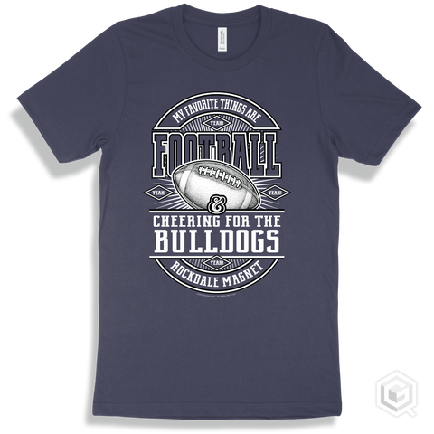 Bulldog Navy T-shirt - My Favorite Things Are Football and Cheering for the Rockdale Magnet School for Science and Technology Bulldogs Design