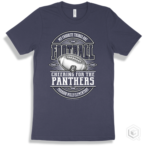 Panther Navy T-shirt - My Favorite Things Are Football and Cheering for the Paragon Mills Elementary  Panthers Design