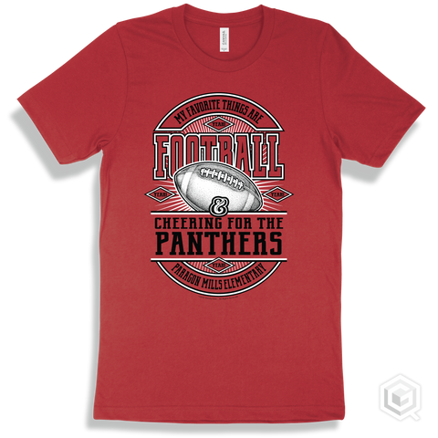 Panther Red T-shirt - My Favorite Things Are Football and Cheering for the Paragon Mills Elementary  Panthers Design