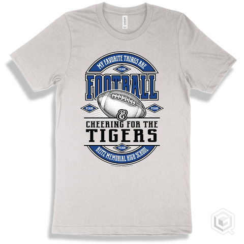 Tiger White T-shirt - My Favorite Things Are Football and Cheering for the Reitz Memorial High School Tigers Design
