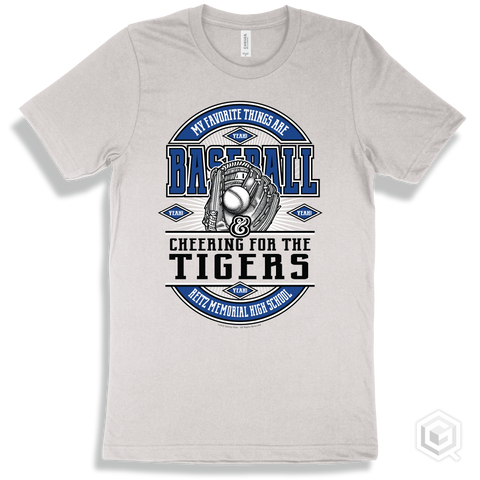 Tiger White T-shirt - My Favorite Things Are Baseball and Cheering for the Reitz Memorial High School Tigers Design