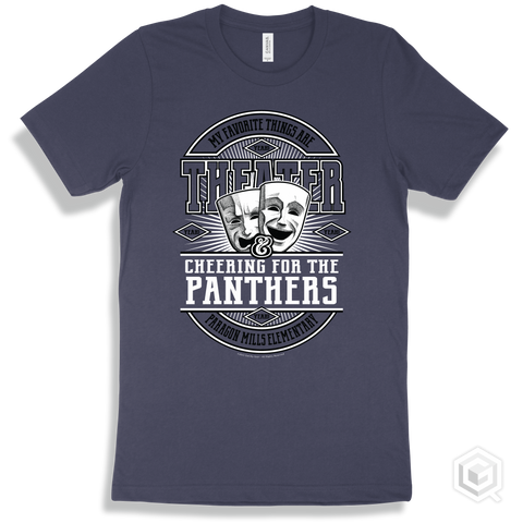 Panther Navy T-shirt - My Favorite Things Are Theater and Cheering for the Paragon Mills Elementary  Panthers Design