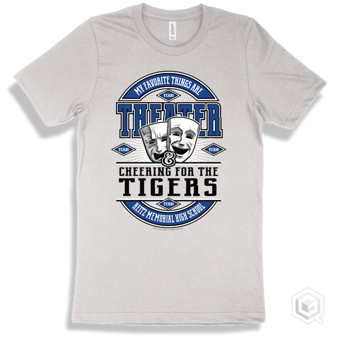 Tiger White T-shirt - My Favorite Things Are Theater and Cheering for the Reitz Memorial High School Tigers Design