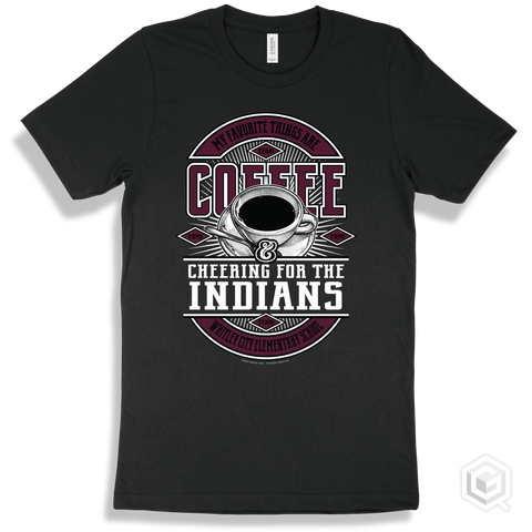 Indian Black T-shirt - My Favorite Things Are Coffee and Cheering for the Whitley City Elementary School Indians Design