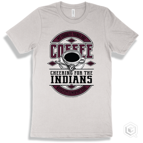 Indian White T-shirt - My Favorite Things Are Coffee and Cheering for the Whitley City Elementary School Indians Design